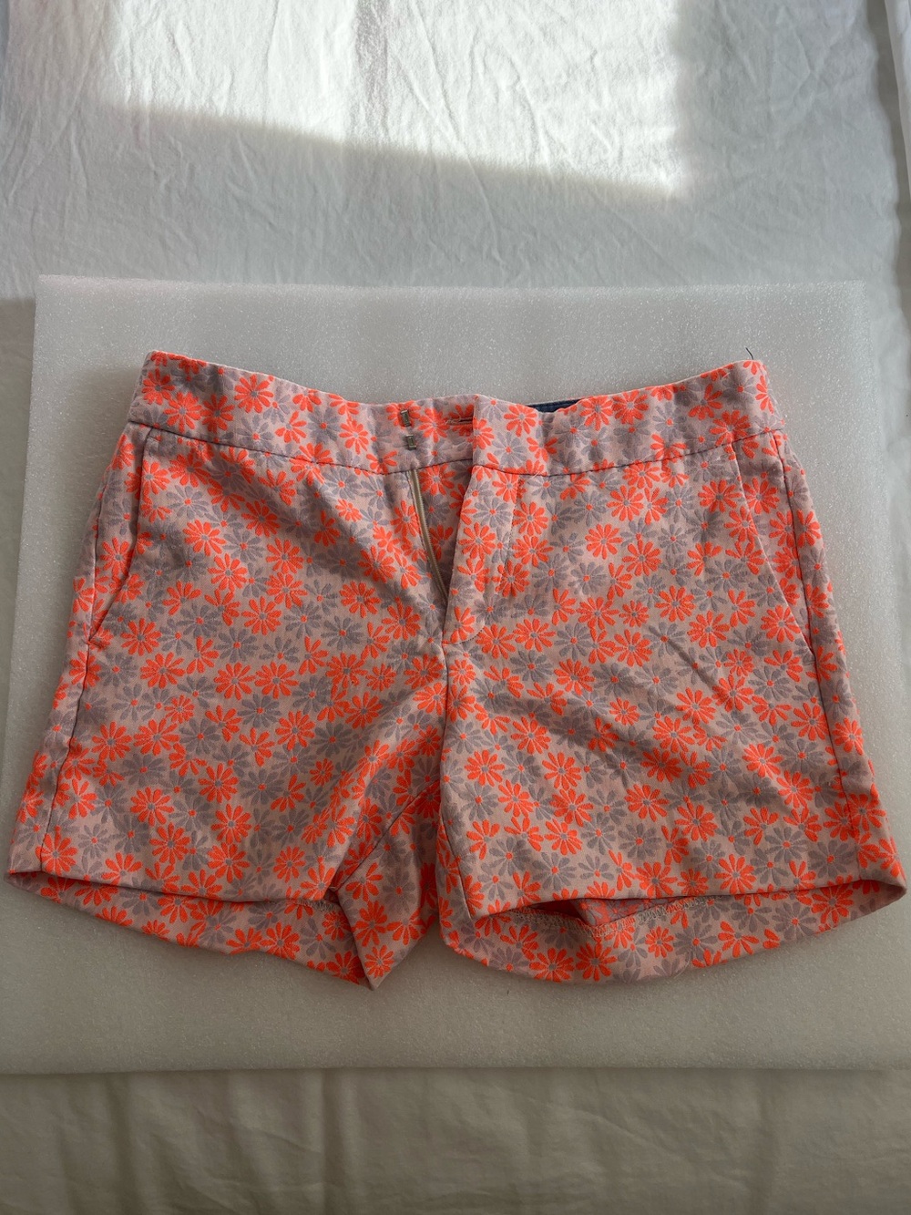 Banana Republic Neon Coral Floral Jacquard Shorts